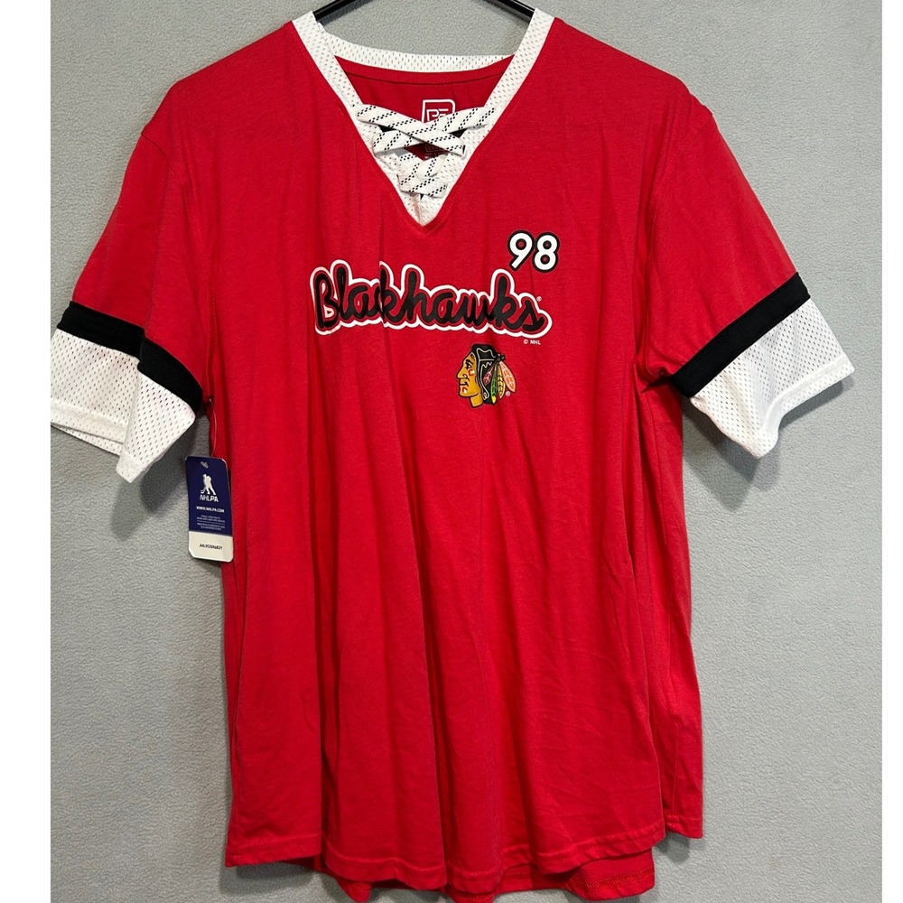Chicago Blackhawks Kids XL 16/18 Red Lace‎ Up Jersey Shirt Connor Bedard
